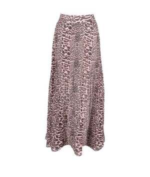 Ganni Pleated Leopard Print Mesh Maxi Skirt